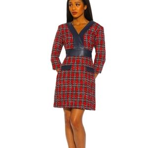 NEW Alexia Admor ZENIA Tweed Navy & Red Dress Size 4